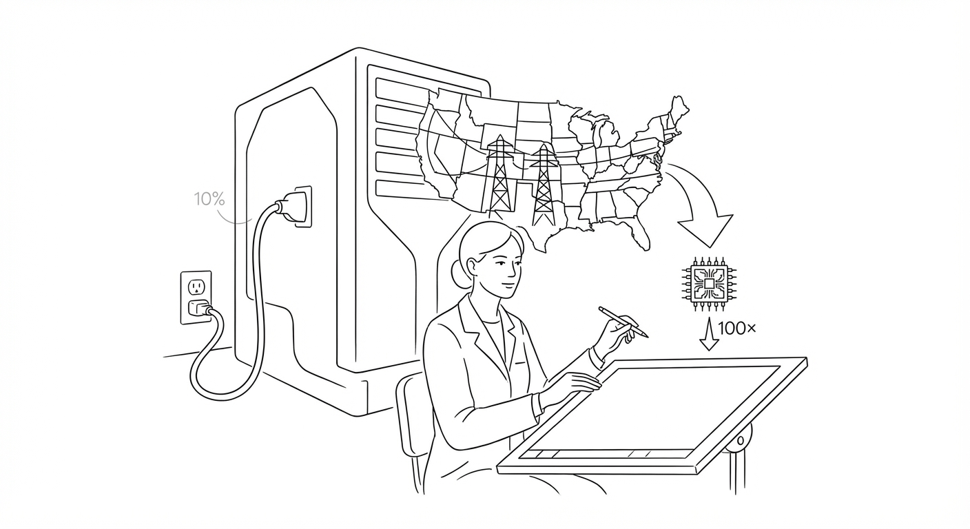 AI Energy Demand Hits 10% of U.S. Grid as Efficiency Research Targets 100x Reduction